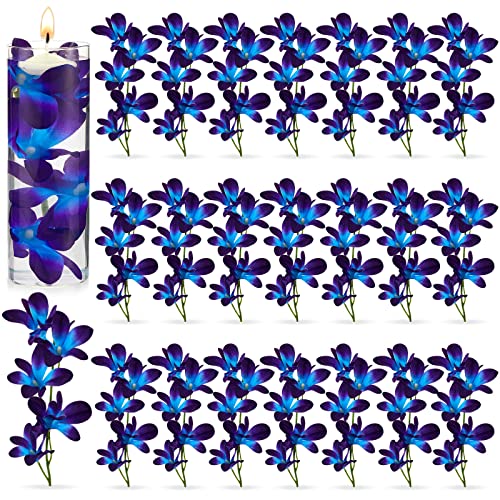 Canlierr 32 Pieces Blue Purple Faux Flowers Blue Orchid Flower Vase Fillers Faux Purple Orchid Wedding Table Centerpieces ...