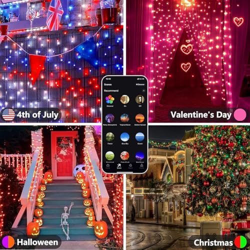 YIQU Smart Color Changing Christmas Lights, 66 FT 200 LED RGB String Lights with Remote App Control and Timer, Music Sync ...