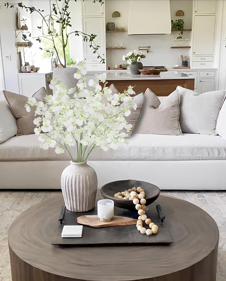 Villa Como Orchids Artificial Flowers, 6 Bunches Fake Silk Flowers for Decoration, Long Stem Real Touch Artificial Flowers...