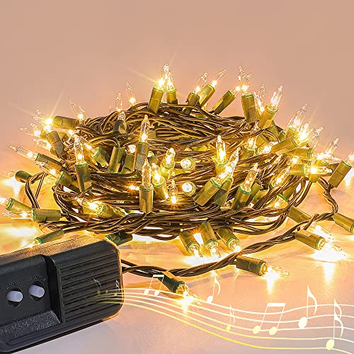 Indoor/Outdoor Multi-Color Musical Christmas Lights - Plays 25 Classical Holiday Songs - 8 Function Chaser - Green Wire - ...