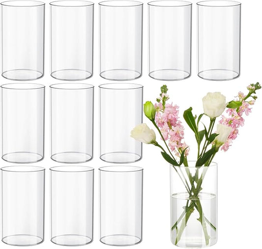 Devilfire 12Pcs Glass Cylinder vases for Centerpieces, 6 Inches Tall Flower Vases Wedding Decorations,Bulk Cylinder Flowe...