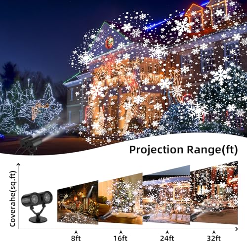 afzdby Christmas Snowflake Projector Lights Outdoor,Timer Setting Double Head Snowfall Led Lights Waterproof,Landscape Dec...