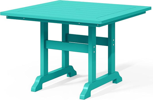 Costaelm Square Outdoor Dining Tables, 43'' Patio Table with Umbrella Hole for 4 Person, Balcony Outdoor Buffet Porch for ...