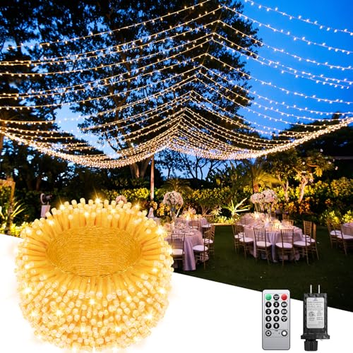 JIXXULVU 355FT 900LED Christmas Lights, Extra Long Outdoor String Lights Waterproof, Timer & Memory, 8 Modes Dimmable Plug...