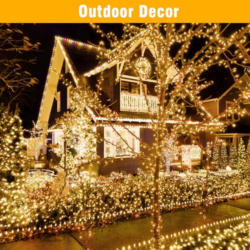 Nisocy 200 LED Christmas Connectable String Lights Outdoor Waterproof – Warm White Fairy Lights with Plug, Tree Lights for...