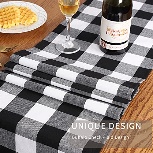 Tosewever Buffalo Check Plaid Table Runner, Cotton Polyester Blend Classic Family Dinner Table Runners for Indoor Outdoor ...