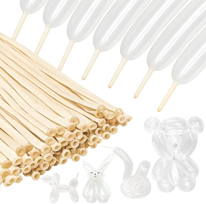 100Pcs clear 260 Balloons Clear Long Skinny Latex Balloon for Animal Ballons, Premium Quality Balloons for Beginners Baloo...