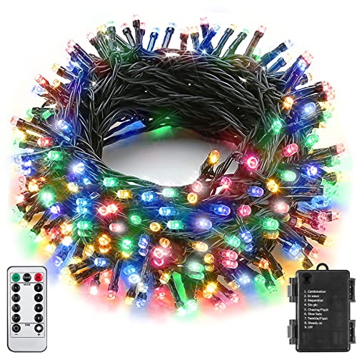 Sukesou Battery String Lights Outdoor 33Ft 100 LED Fairy Lights for Indoor Outdoor Waterproof with Remote Timer 8Modes Bat...