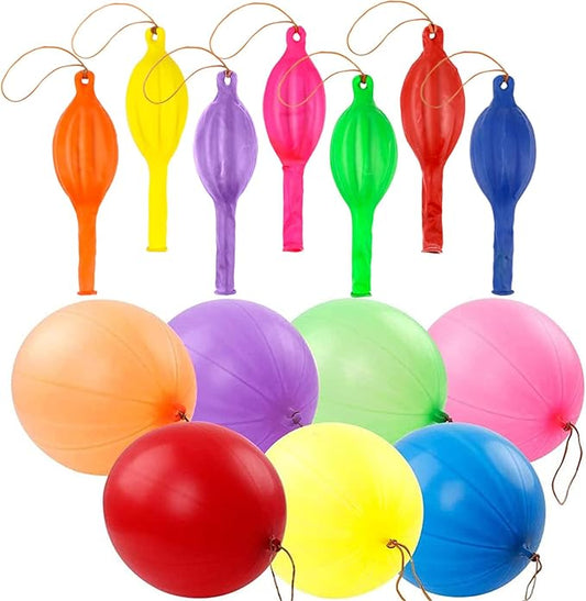RUBFAC 36Pcs Punch Balloons, Heavy Duty Party Favors For Kids, Punching Balloons Bouncy Balls with Rubber Band Handle for ...