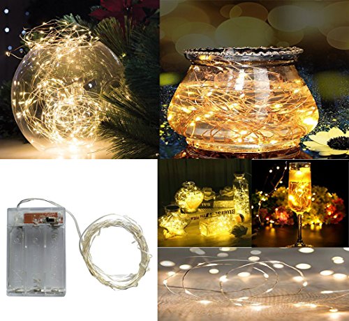 BXROIU 2 x 50LEDs Fairy Lights Battery Operated, Silver Wire 2 Mode Chains String Lights for Bedroom Christmas Party Decor...