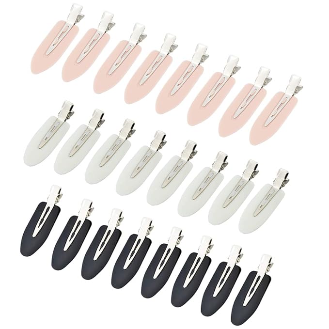 Wobe 24 Pcs No Bend Hair Clips Pin Curl Creaseless Clips No Crease Hair Clip for Hairstyle Bangs Finger Waves Makeup Appli...