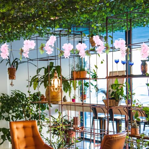 ROMISBABA Artificial Cherry Blossom Vine Fake Flower Garland Light Pink Spring Flowers Artificial for Wedding Arch Decor I...
