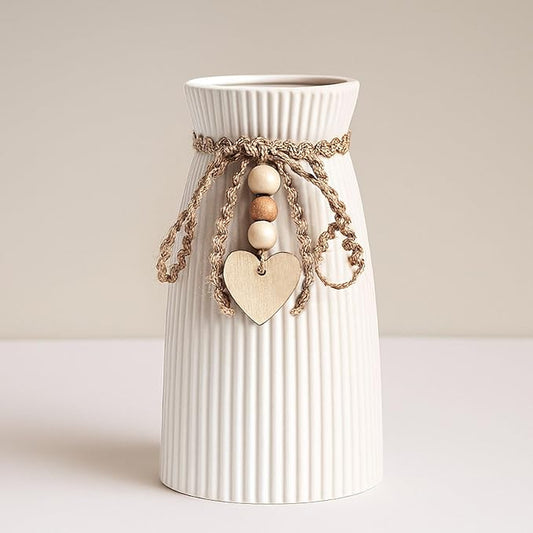 DomeStar White Ceramic Vase, Small Flower Vase for Pampas Grass, Home, Living Room, Dining Table, Farmhouse, Office Decor,...