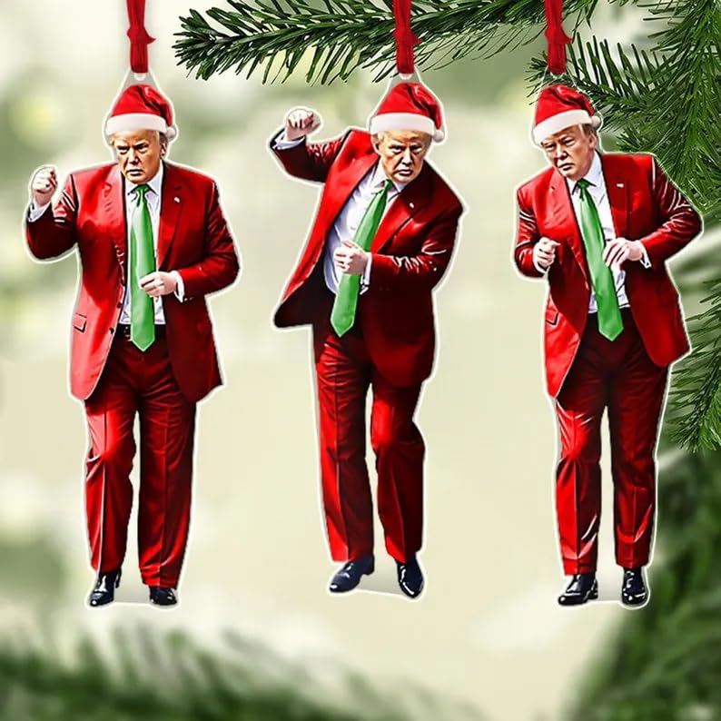 Donald Trump Christmas Ornament 2025 Set of 3 - Trump Ornaments for Christmas Tree, Trump Dancing Ornament, Trump Xmas Gif...