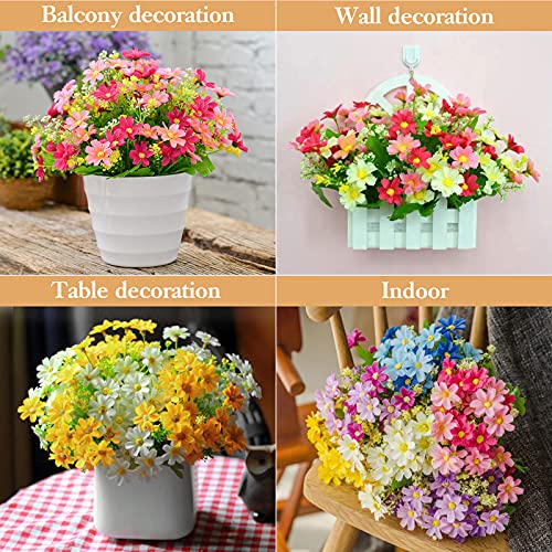 6 Bundles Outdoor Artificial Flowers for Decoration,Silk Flowers UV Resistant Fake Flowers No Fade Faux Flowers Bouquet Ha...