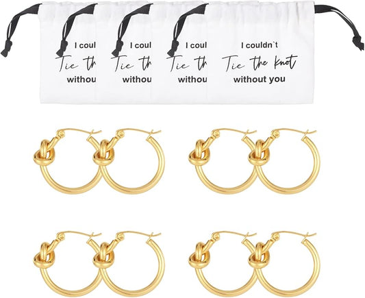 8Pcs Gold Hoop Knot Earrings for Women Trendy, Cute Bridesmaid Proposal Gifts Bridesmaid Earrings for Women Jewelry Good H...
