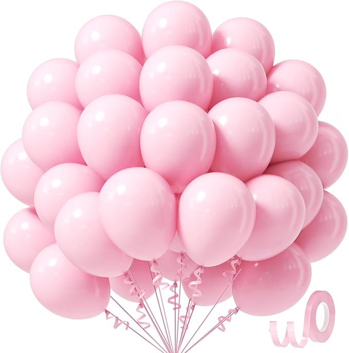 Awenztech Light Pink Balloons 12 inch, Pastel Pink Latex Balloon 50pcs Party Balloons for Graduation Bridal Baby Shower Ge...