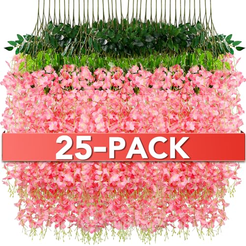 Alotiki Wisteria Hanging Flowers,Fake Hanging Flowers,Wisteria artificiales Garland for Home Wedding Arch Floral Party Gar...
