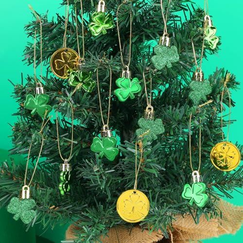JUNEBRUSHS Valentines Day Decor Tree Decorations Set, 36 Pcs Ornaments for Valentine's St Patricks Easter Glossy Glitter H...