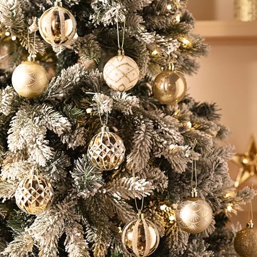 Valery Madelyn Christmas Ornaments Set, 30ct 2 Inches White and Gold Shatterproof Christmas Tree Decorations Ball Ornament...