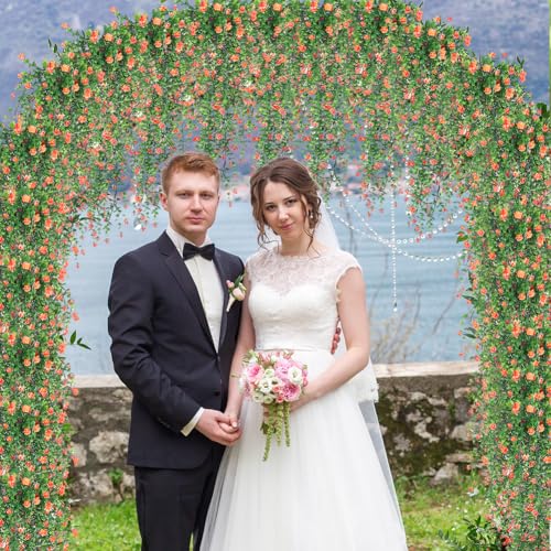 Artificial Hanging Flowers, 3 Pcs Fake Hanging Plants Decor, Artificial Vines for Outdoors, UV Resistant No Fade Artificia...