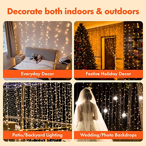 Twinkle Star 300 LED Curtain String Lights, 8 Modes Plug in Fairy Lights for Bedroom,Wedding,Party,Birthday, Hanging Twink...
