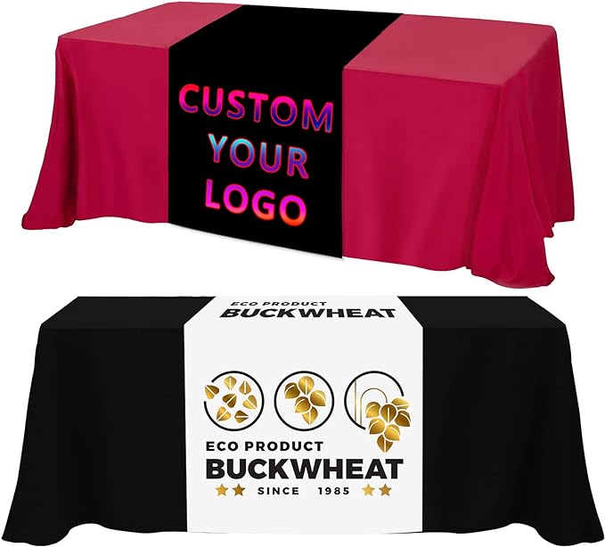 Custom Table Runner with Business Logo, 13"x72" Personalized Table Runners Customized Text Photo for Party,Tradeshow Event...
