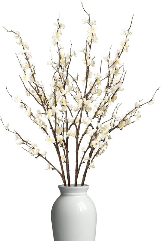 Ammyoo 4Pcs Cherry Blossom Branches Artificial Flowers for Spring Summer Indoor Decoration,Faux Long Stem Artificial Flowe...
