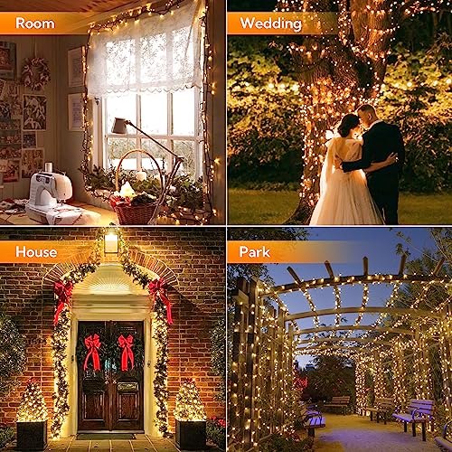 woohaha 2 Pack Solar Outdoor String Lights,Total 144ft 400 LED Solar Christmas Lights with Remote and Timer, 8 Modes Twink...