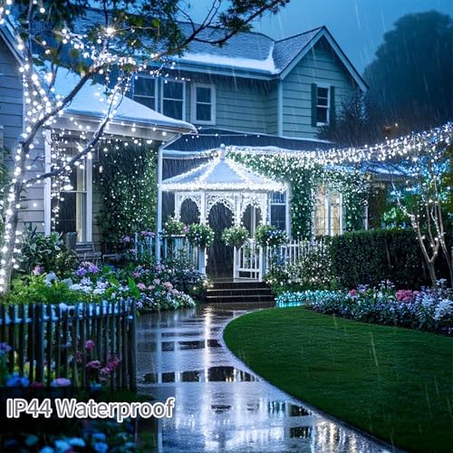 200 FT 500 LED Christmas Lights Outdoor Decorations Super Long Fairy Lights Waterproof 8 Modes Timer Clear Wire String Lig...