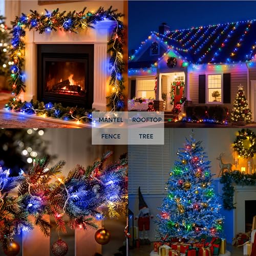 Joiedomi Christmas Lights Outdoor,100 Count Blue Christmas Tree Lights Indoor,21.4ft String Xmas Decorations for Dorm Clas...