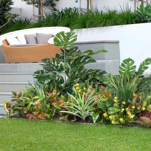 Ouddy Decor 18 Pcs Artificial Plants Outdoor, Fake Boxwood Plants UV Resistant Artificial Flowers Greenery Stems Faux Shru...