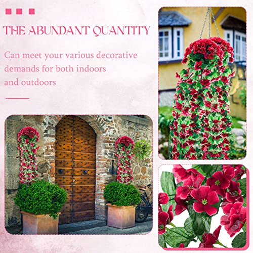 XunYee 4 Pack Violet Hanging Flowers Artificial Decor 5 Petal Silk Violet Simulation Hanging Plant Faux Royal Artificial O...