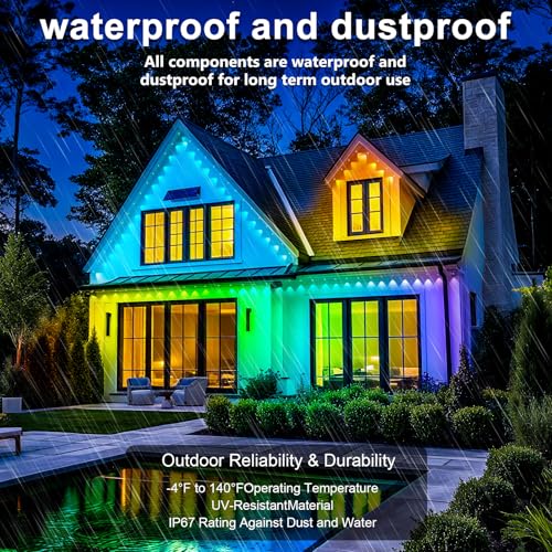 INZIDOL Permanent Outdoor Lights,200FT RGB Eave Light,IP67 Waterproof Lighting for House,Smart LED with App/Remote Control...