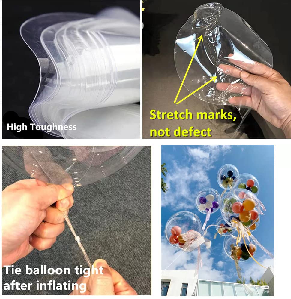 Bobo Balloons, 25 pack Pre Stretched 24 inch Helium/Air Large Clear Balloons for Stuffing, Beautiful DIY Bubble Balloon De...