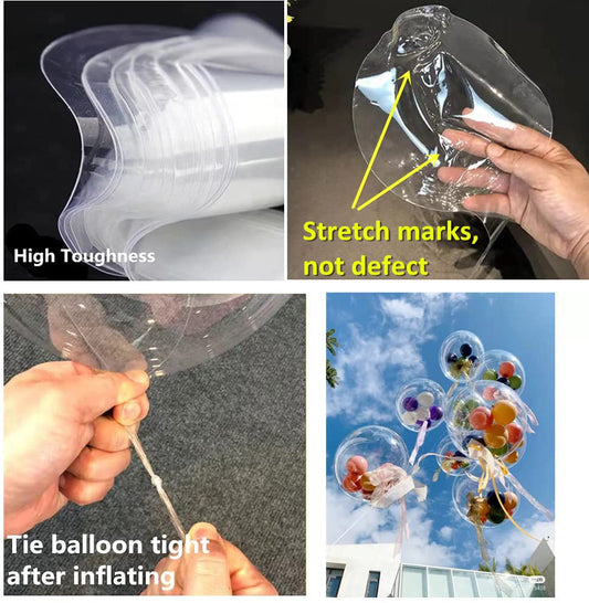 Bobo Balloons, 25 pack Pre Stretched 24 inch Helium/Air Large Clear Balloons for Stuffing, Beautiful DIY Bubble Balloon De...