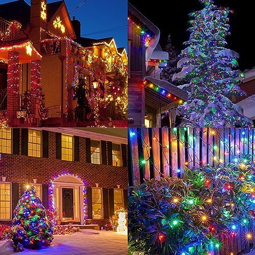 LJLNION 1000LED Christmas Lights, Extra Long 328FT Xmas Green Wire Fairy String Lights Plug in Outdoor, Remote Control & 8...
