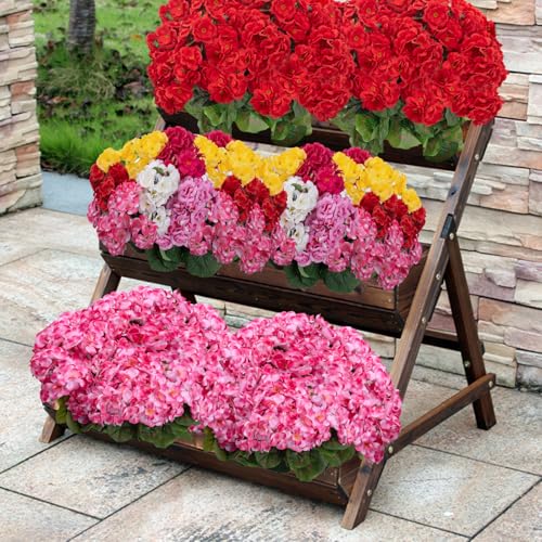 BSMYBO 6PCS Artificial Geraniums Outdoor Flowers, Faux Pink Geraniums Artificial Flowers Plants Outdoor UV Resistant Plant...