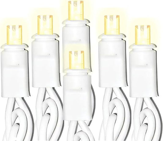 50 Counts Warm White LED Christmas Lights, 25ft Commercial Grade Outdoor String Lights - Waterproof UL Certified White Wir...