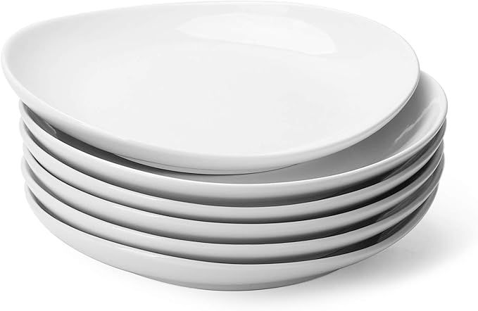 Sweese Porcelain 7.8 Inch Dessert Plates Set of 6 - White Salad Plates, Appetizer Plates, Small Plates - Dishwasher, Micro...