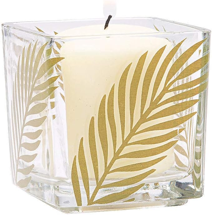 Fun Express - Palm Leaf Square Votive for Wedding - Home Decor - Candles and Candle Accessories - Candle Holders & Accesso...