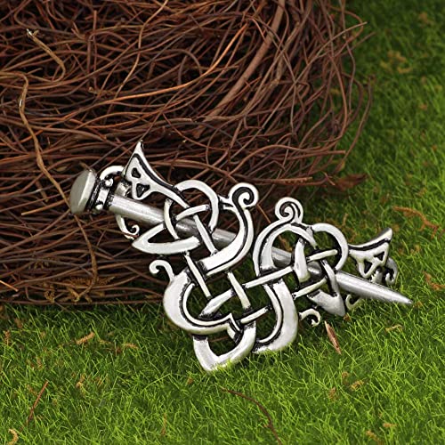 2 Pcs Viking Celtic Knots Clips Hairpin Hair Stick Accessories For Long Hair Women Girls Hair Accessories (Silver)