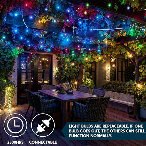 Joiedomi Christmas Lights Outdoor,100 Count Blue Christmas Tree Lights Indoor,21.4ft String Xmas Decorations for Dorm Clas...