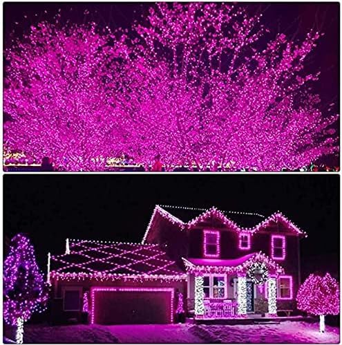 ILLUMINEW Pink String Lights Outdoor Valentines Day Decorations, 8 Modes Fairy Christmas Lights Plug in for Bedroom Tree O...