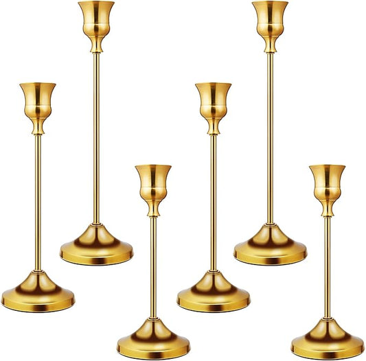 Candlestick Holders 6 PCS Metal Taper Candle Holders, KSWING Gold Candle Stick Holders Set, Perfect for Table Centerpiece ...