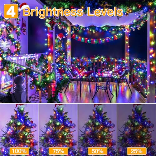 Ollny Christmas Lights 400LED 132FT, Plug-in Outside Tree Lights with Timer and 8 Modes, Remote Control Waterproof Dimmabl...