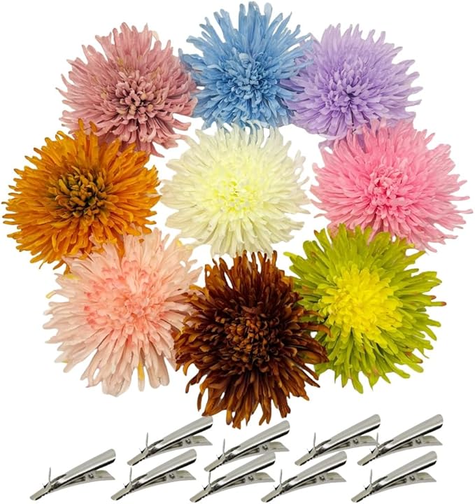 7 Inch Large Chrysanthemum Flowers Artificial Heads,Silk Flowers for Crafts,Fake Flowers Bulk,Artificial Flowers for Cake ...