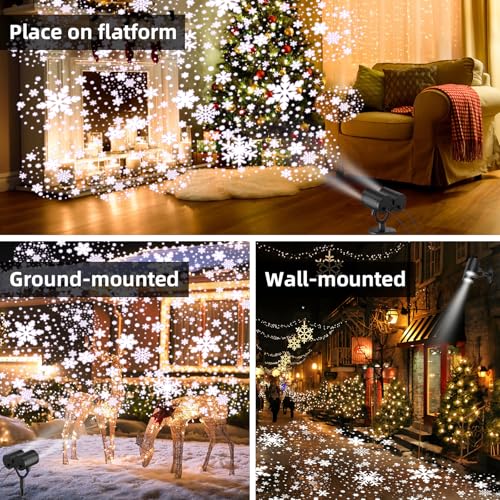 afzdby Christmas Snowflake Projector Lights Outdoor,Timer Setting Double Head Snowfall Led Lights Waterproof,Landscape Dec...
