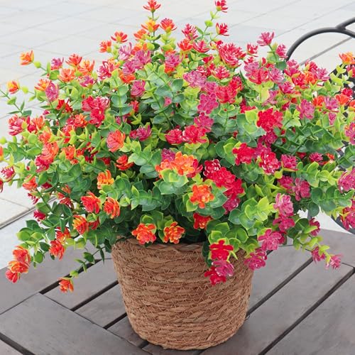 BCBLF UV Resistant Artificial Flowers for Indoor and Outdoor Use, 12 Bundles Not-Fading Faux Plants for Porch, Patio, Gard...