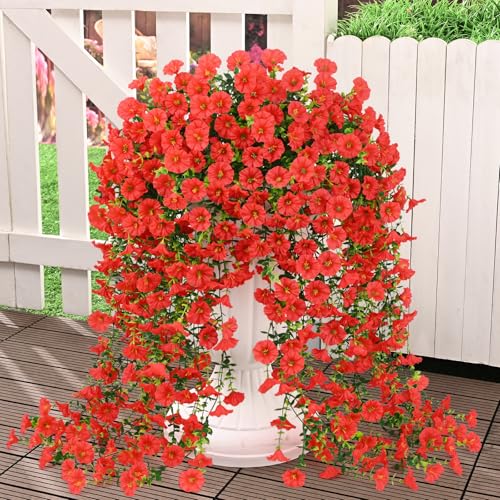 Yastouay Artificial Hanging Flowers for Outdoors, Fake Hanging Flowers for Decoration, UV Resistant Artificial Outdoor Pla...